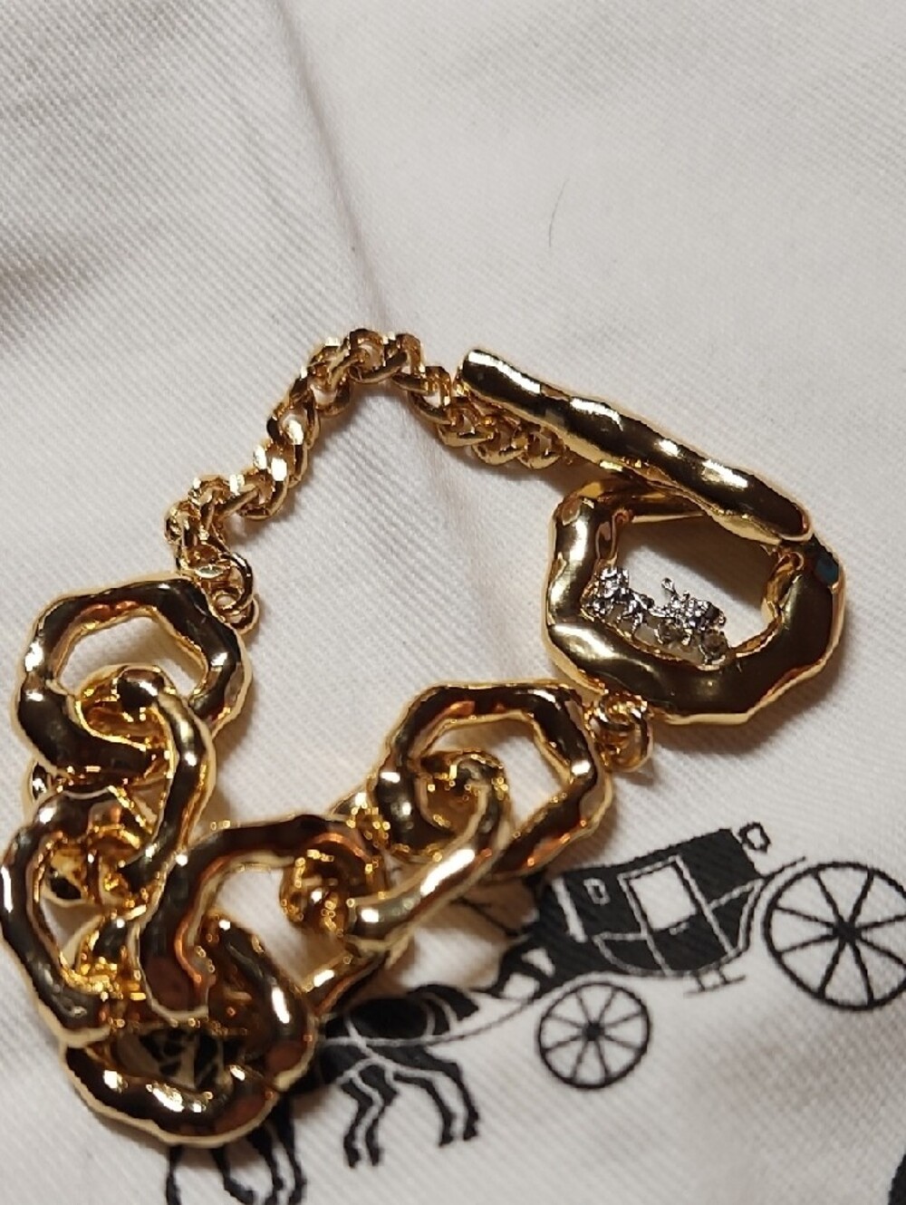 Coach Gold-Tone Chunky Link Bracelet with Dangle Charm - Picture 5 of 11